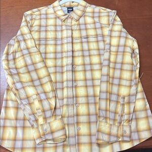REI Yellow and Brown Plaid Shirt